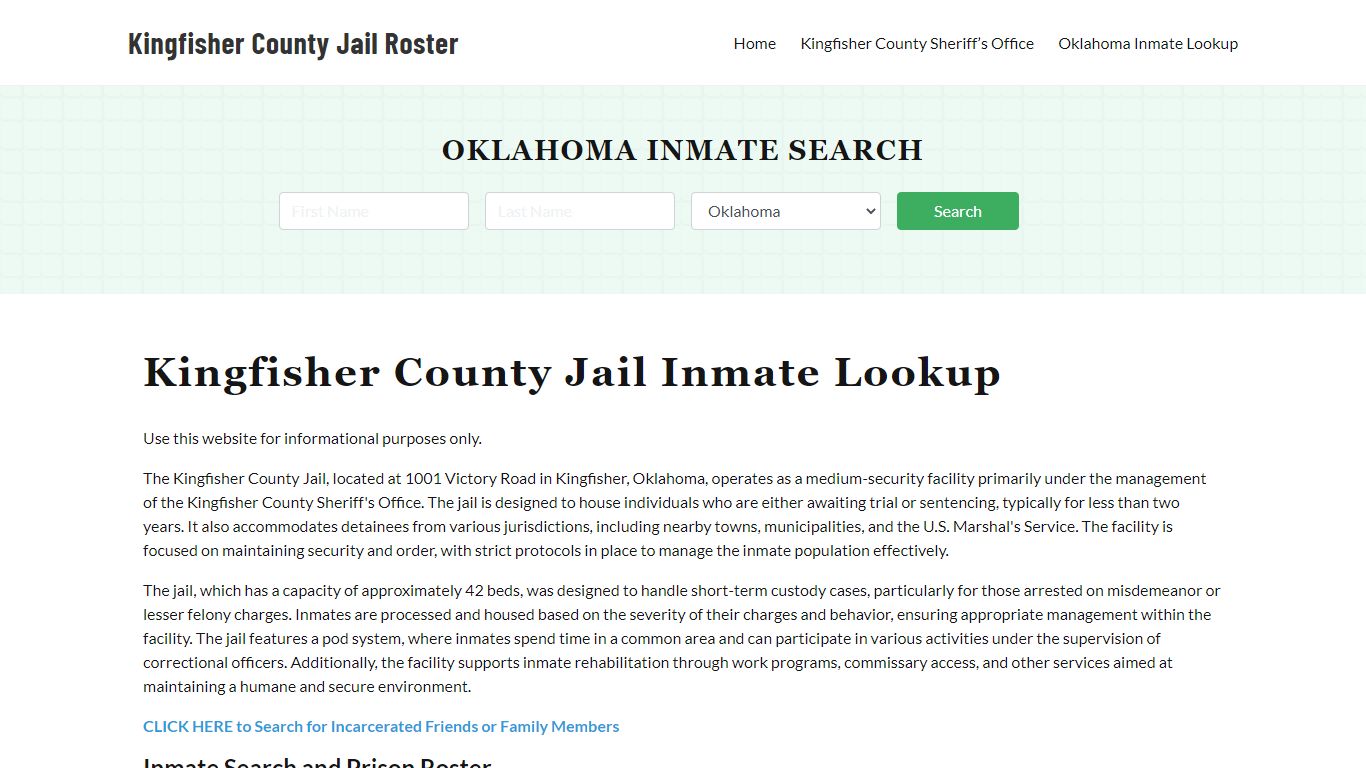 Kingfisher County Jail Roster Lookup, OK, Inmate Search