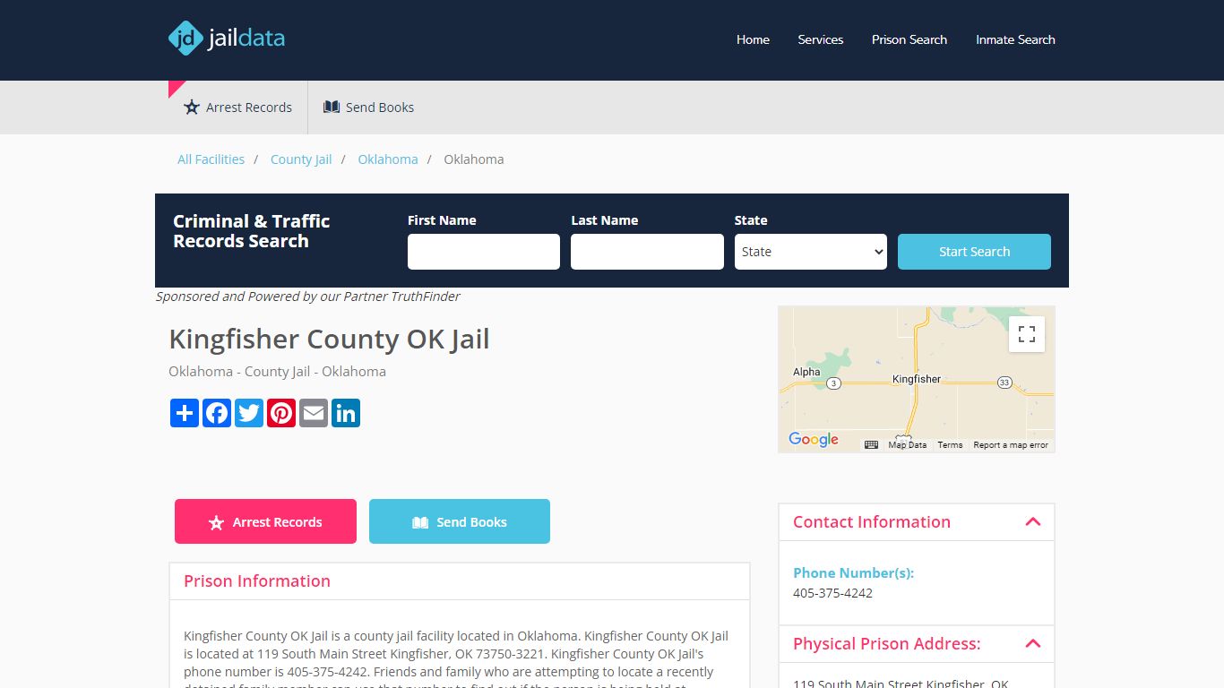 Kingfisher County OK Jail Inmate Search and Prisoner Info - Kingfisher, OK