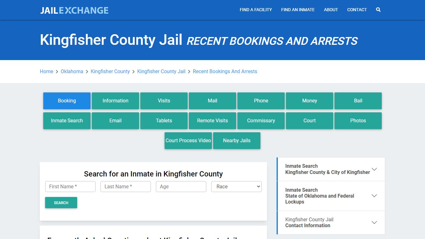 Kingfisher County Jail Recent Bookings And Arrests